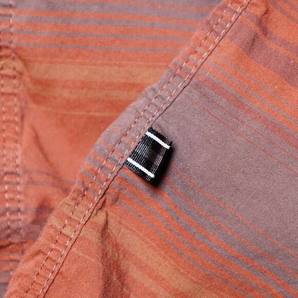 Kuhl Intriguer Red Burgundy Gray Stripe Button Down Short Sleeve Shirt Mens L - Picture 7 of 15